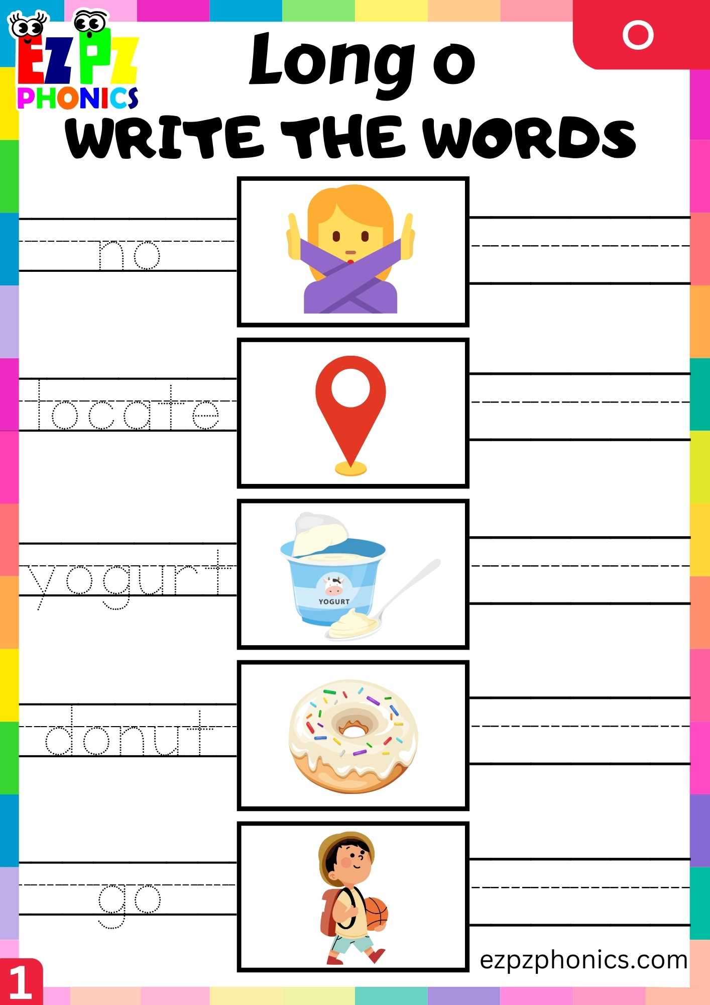 Group1 O Words Write The Words Long O Phonics Worksheet
